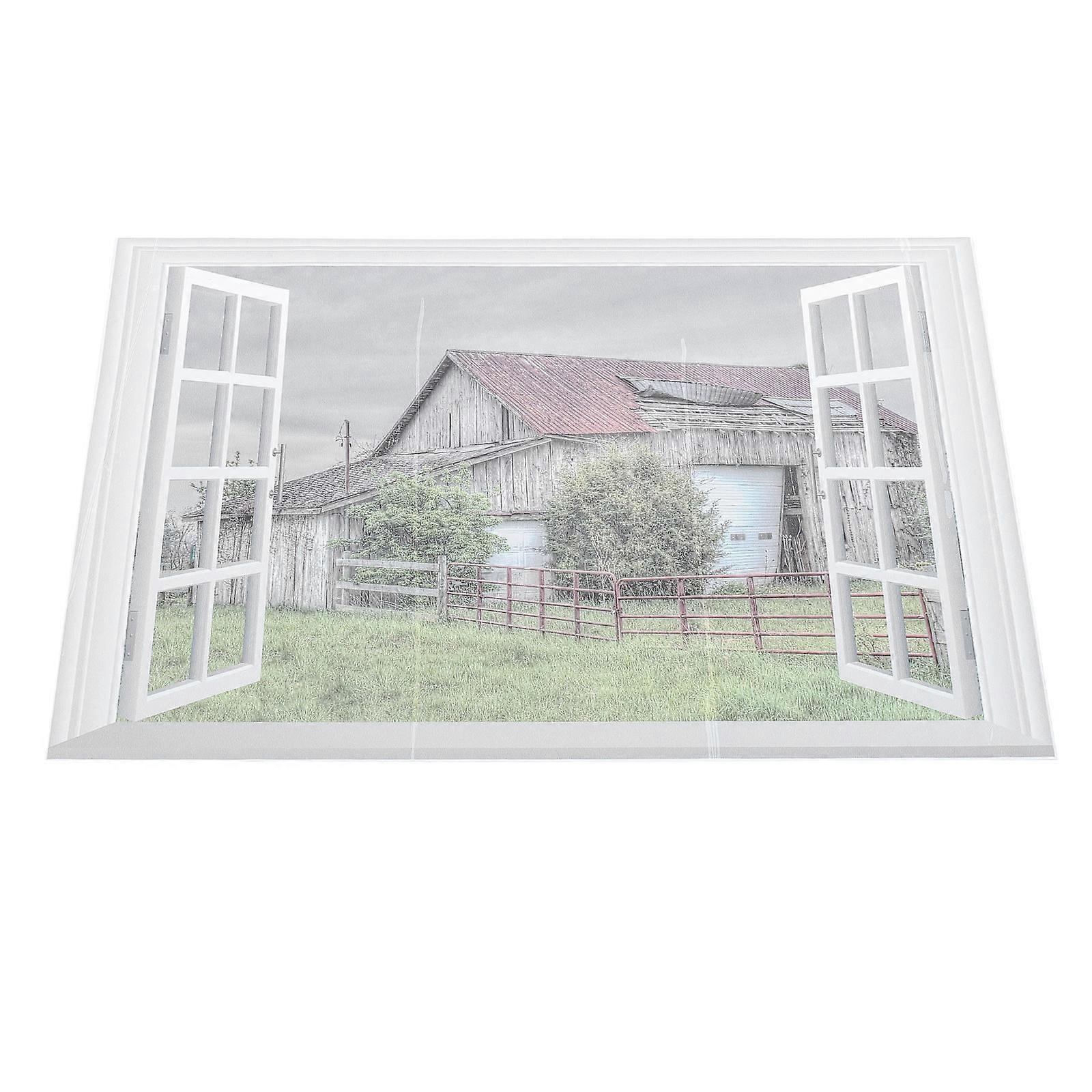 Faux Window Wall Sticker Landscape Patterned Sticker for Decor 4Pcs