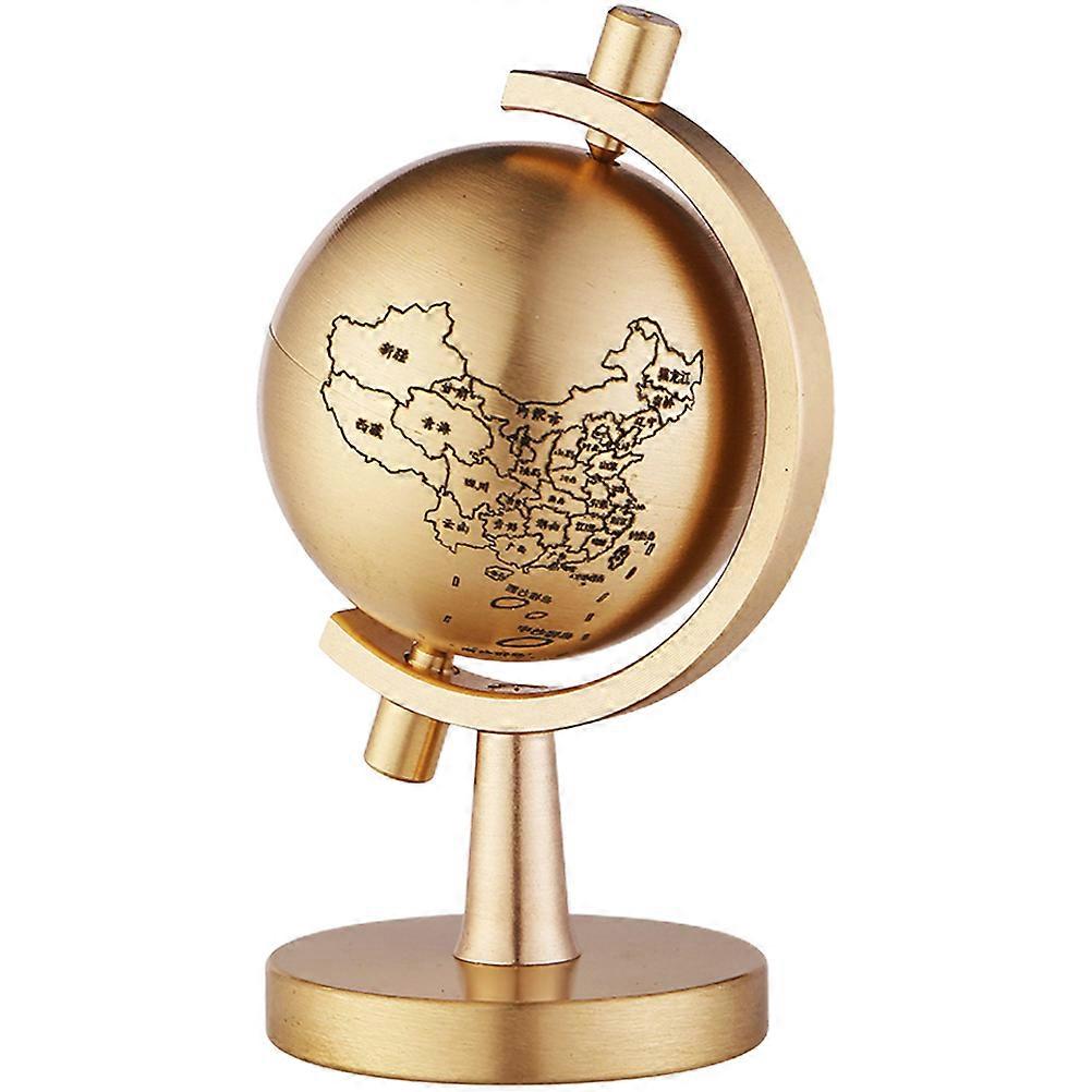 Small Brass Globe for Desktop Decor with Rotating Feature and Base