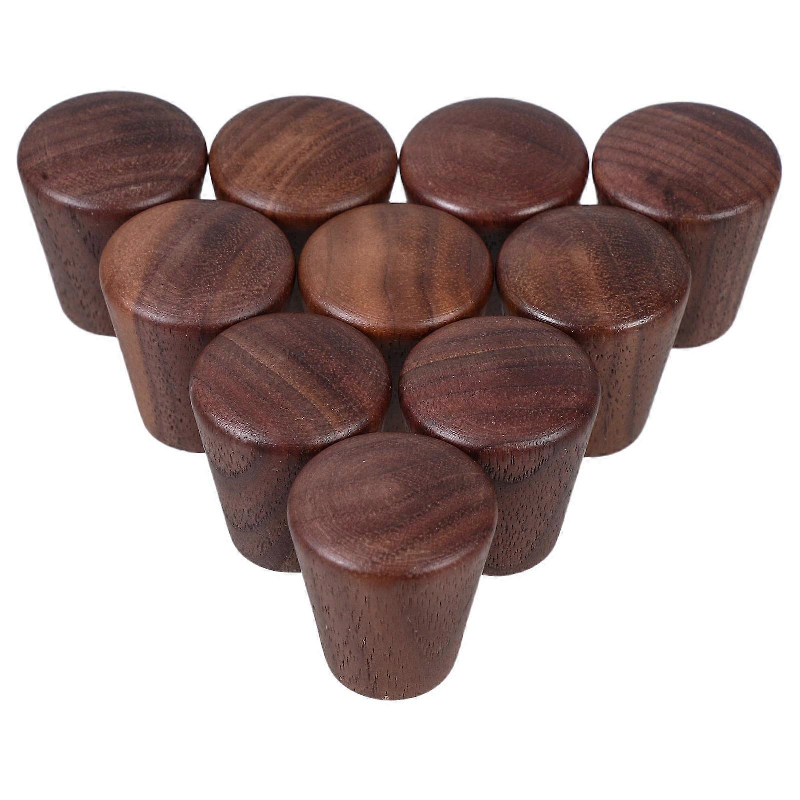 Wooden Drawer Pulls Walnut Handle for Drawer Use 10Pcs Brown Cabinet Knobs