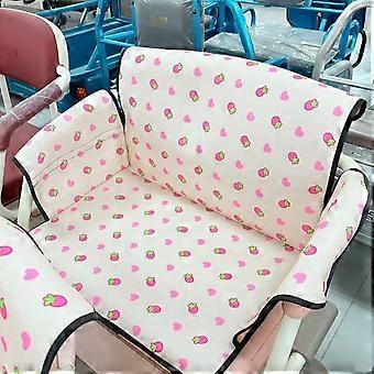 Cuscino per sedile di triciclo per bambini a 3 strati in lino spesso con motivo a fragole, antivento e anticaduta.