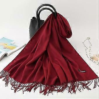 Winterschal 2022, dick, einfarbig, Kaschmirschal für Damen, Hals- und Kopfwärmer, Hijab, Pashmina, Damen-Stola und -Wickeltuch, Bandana mit Quaste, neu