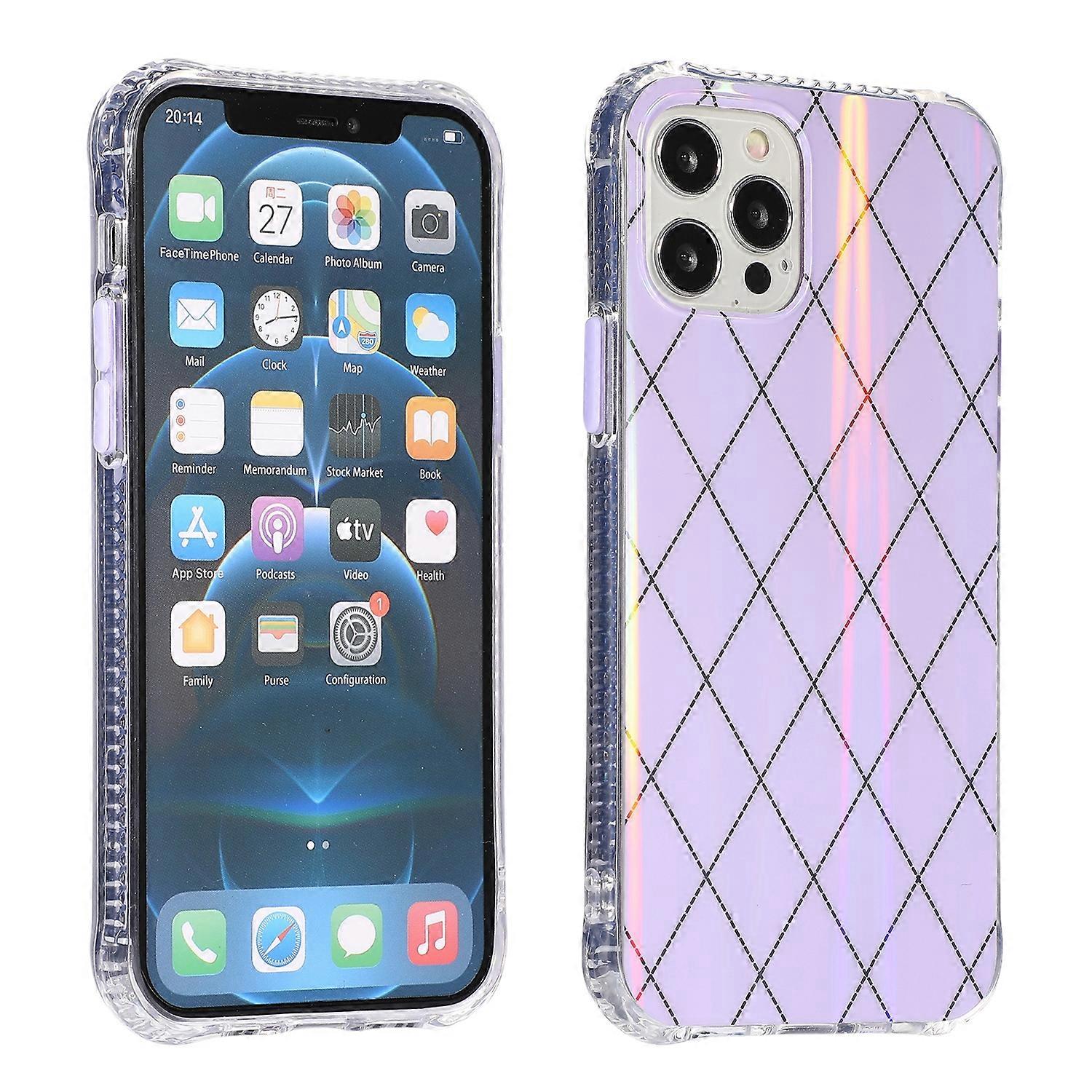 For Apple iPhone 12 Pro Max Shockproof TPU Pattern Protective Case Cover Purple