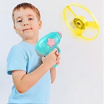 Blau leuchtendes Kinderspielzeug Bambus Libelle Auswurfpistole Spinning Flash Fliegende Untertasse