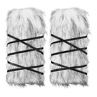SNDO-1 Pair Viking Leg Warmer: Fluffy Furry Leg Wrap Warmers For Women - Medieval Viking Boot Covers Costume Accessories For Cosplay 30cm