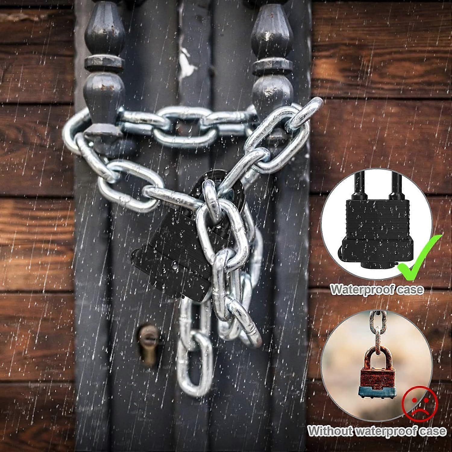 Padlock with Key, [2 pc] [4 Keys] Padlock Waterproof Lock Key Padlocks 40Mm