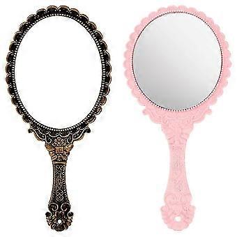 Vintage Travel Makeup Mirror for Makeup 2Pcs Lightweight Handheld Mirrors