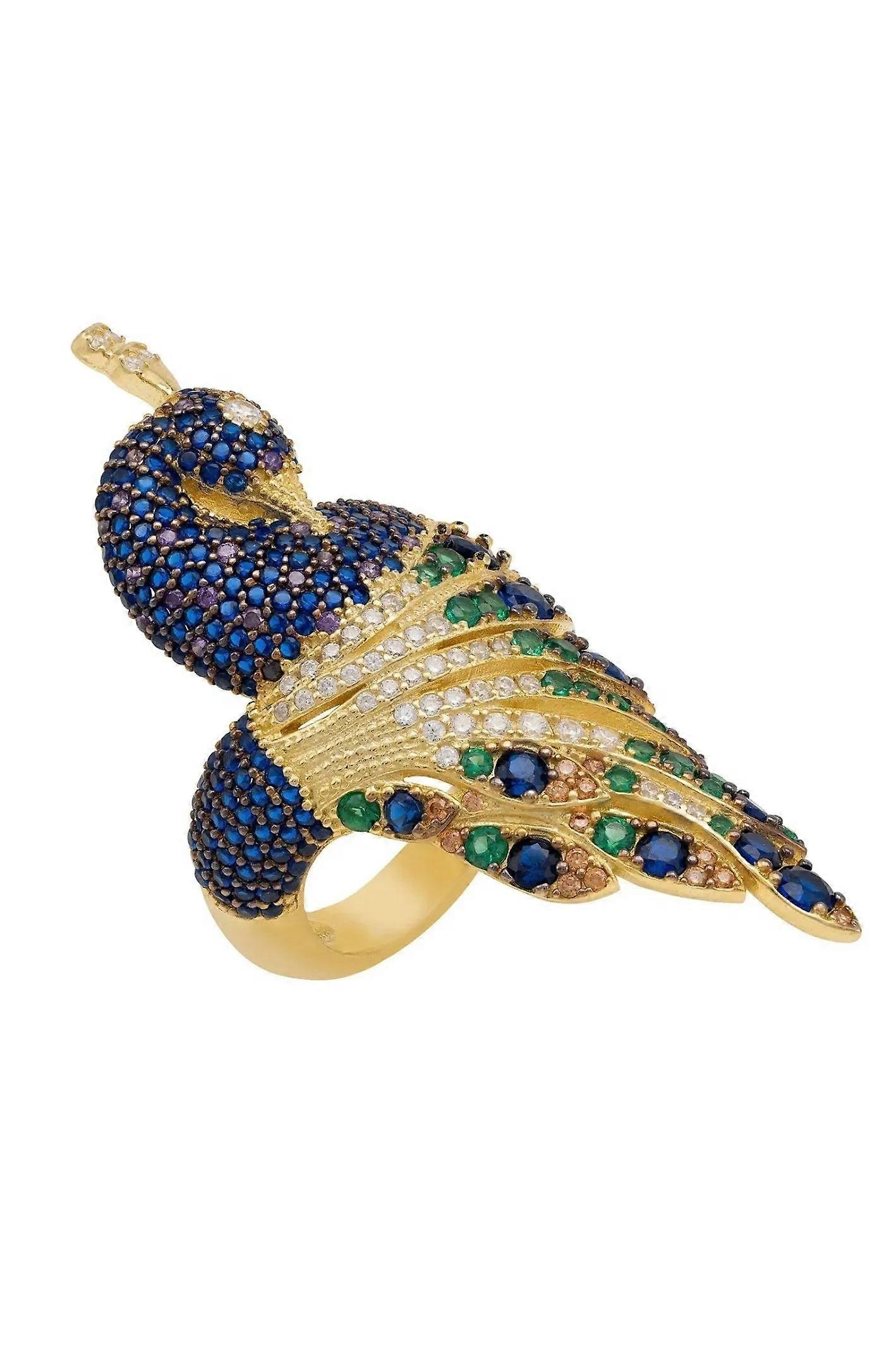 Påfugl Cocktail Ring Guld