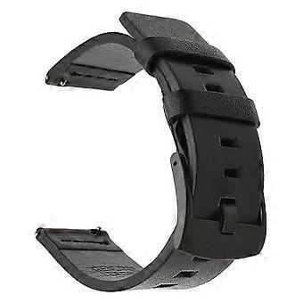 Leather Band 20mm Black Strap, Classic Design Quick Release Fit for Samsung Galaxy Watch 3 Active 2 Gear S3