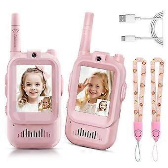 Kids Video Walkie Talkie 2 Pack Rechargeable 1.5km Range Voice Changer Ages 3-12_hncp