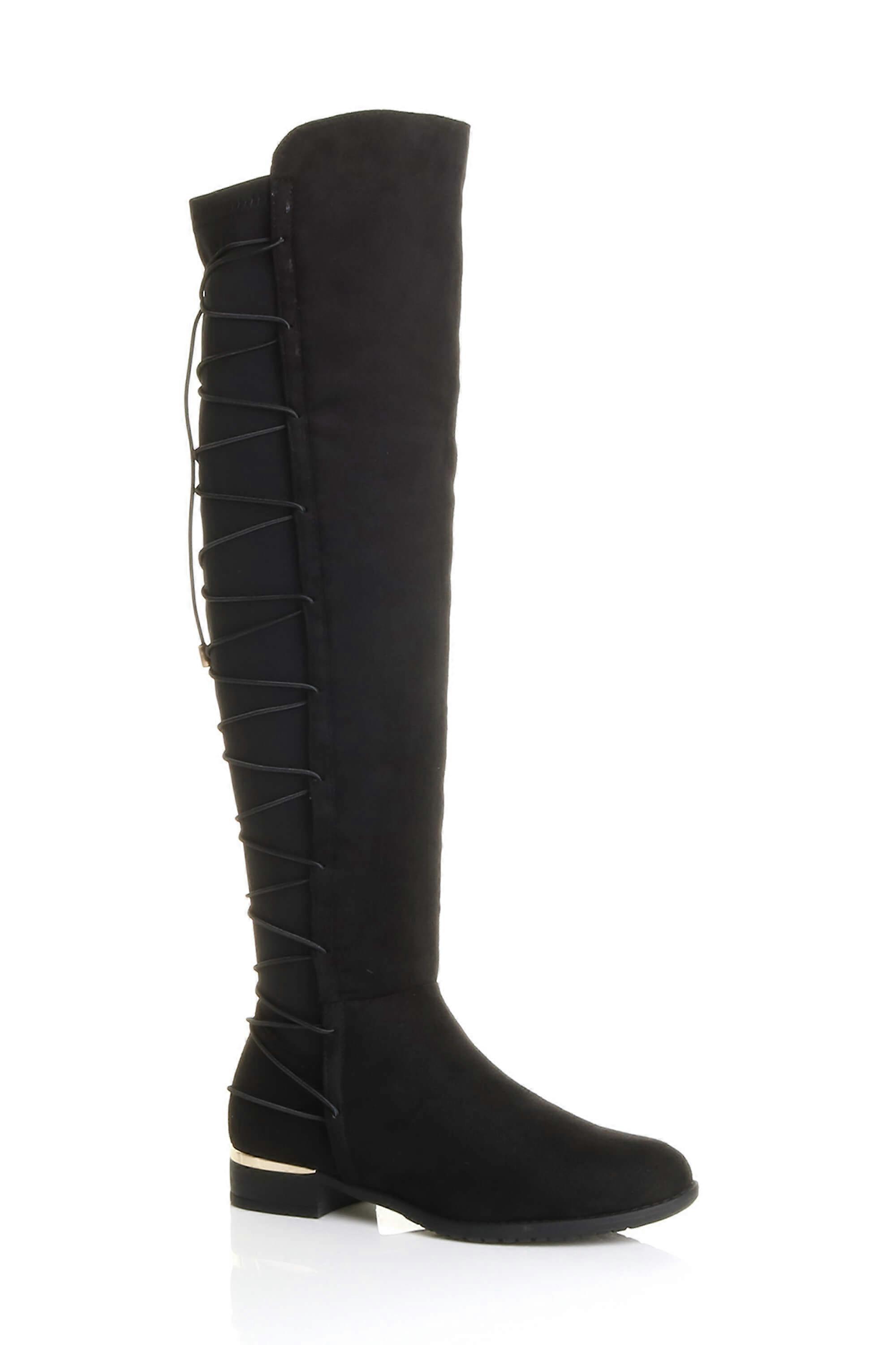 Elastic Tie Up Riding Knee High Boots
