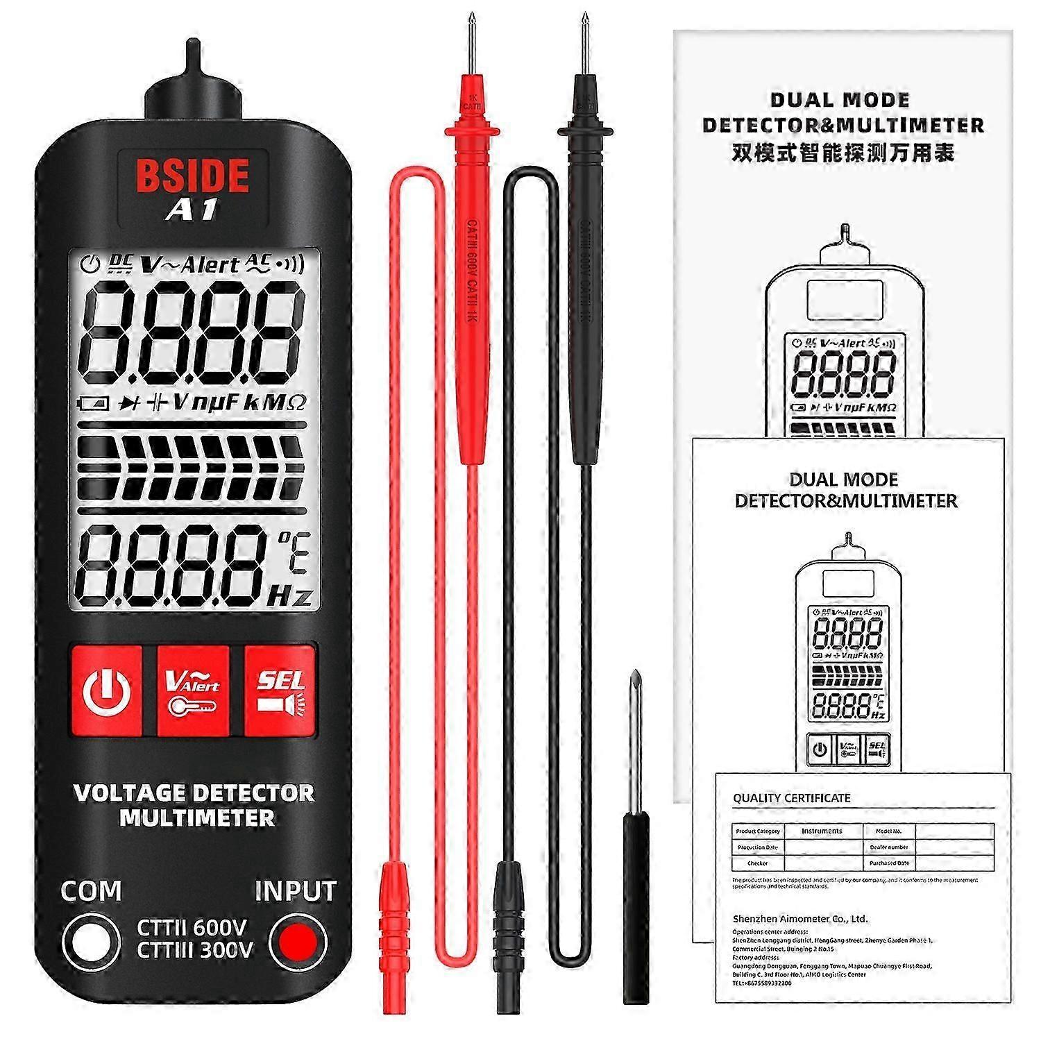 A1 Fully Automatic Detection Multimeter Batteried Power Voltage Indicator for DC Voltage Detection