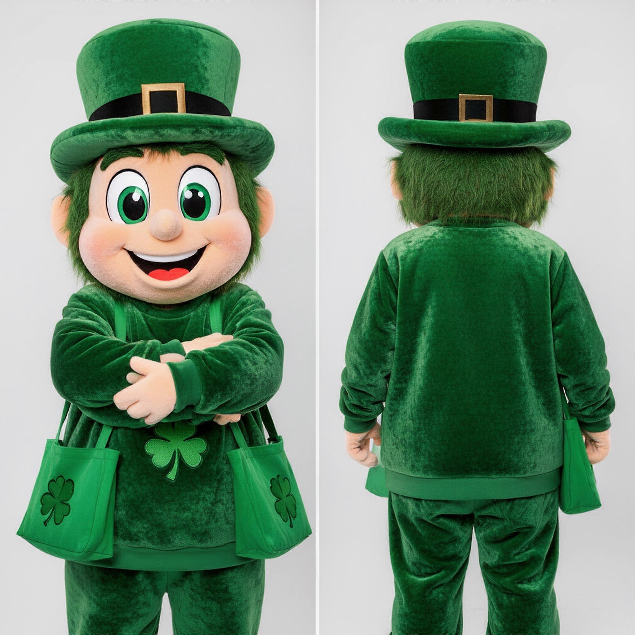 MASTICOT Emerald Green Jolly Leprechaun Mascot
