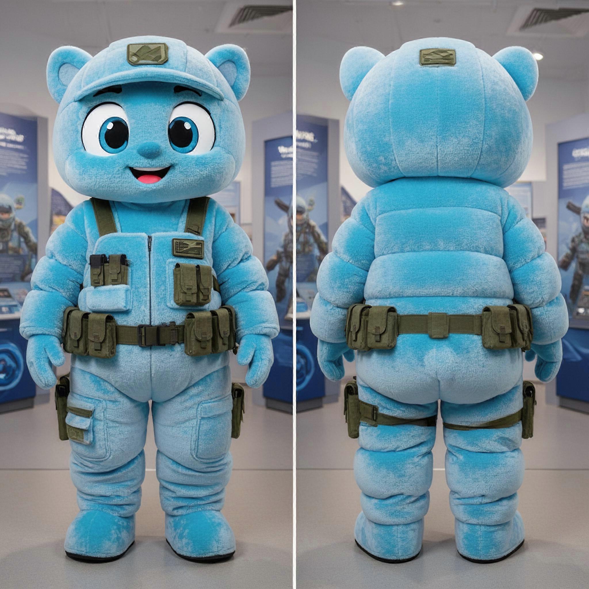 MASTICOT Sky Blue Velvety Commando Mascot