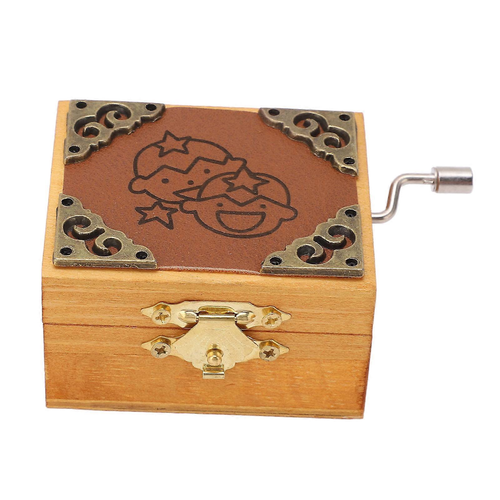 Hand Cranked Music Box Mini Portable Gemini Pattern Retro