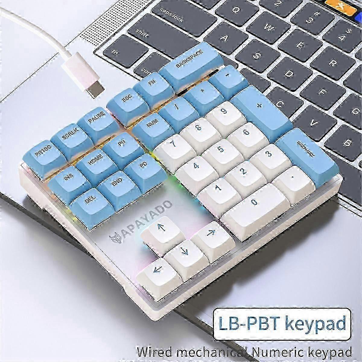 Multi-Color Backlit Numeric Keypad, 33-Key Wired Mechanical Compatible with Laptops,T