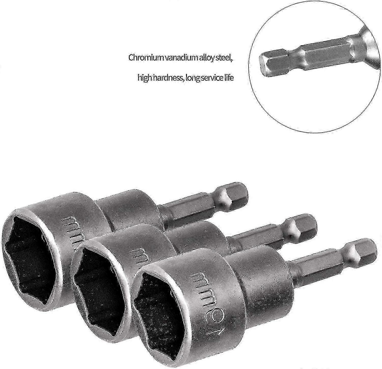 10 Pcs Hex Magnetic Socket, 6-19mm Hex Magnetic Socket Wrench Nut Setter Driver
