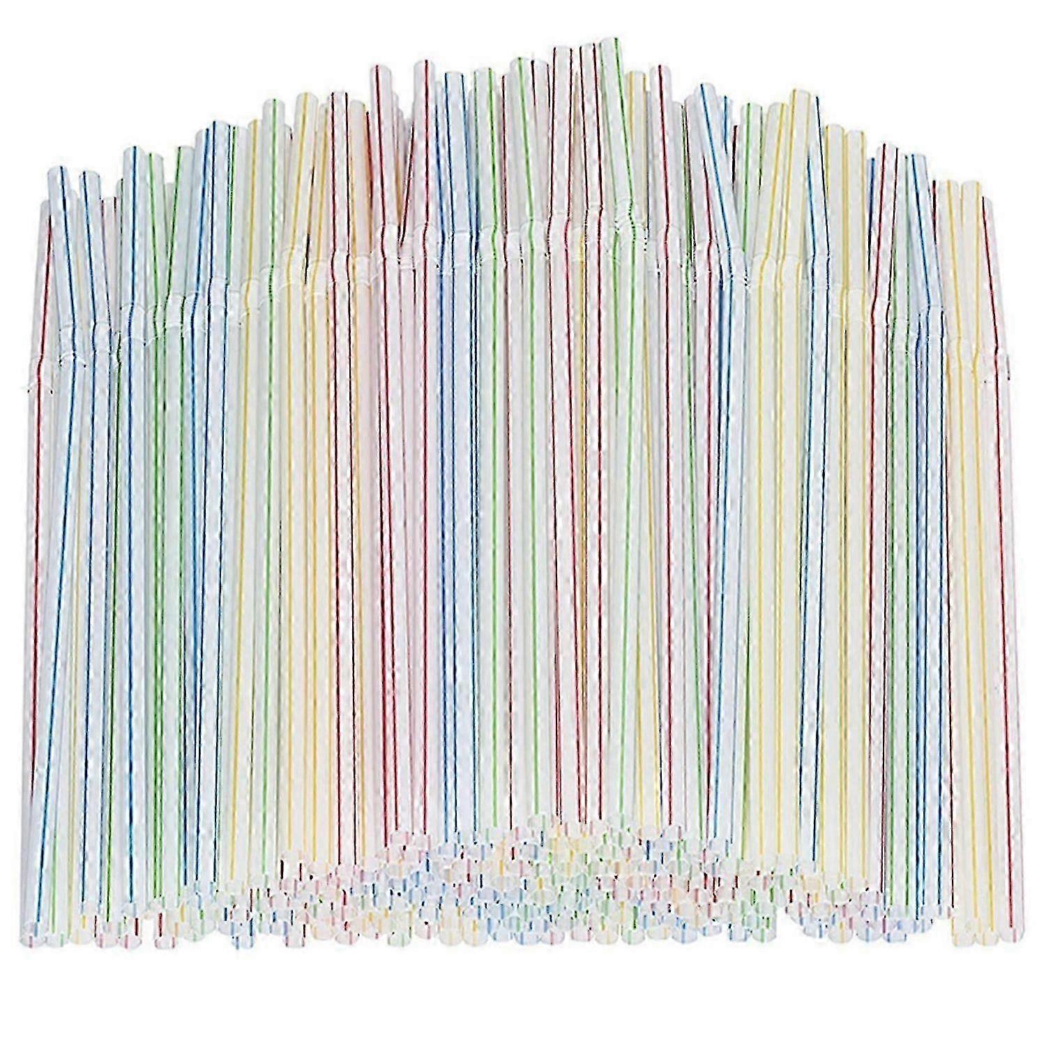 200 Pcs Neon Striped Bendable Straws