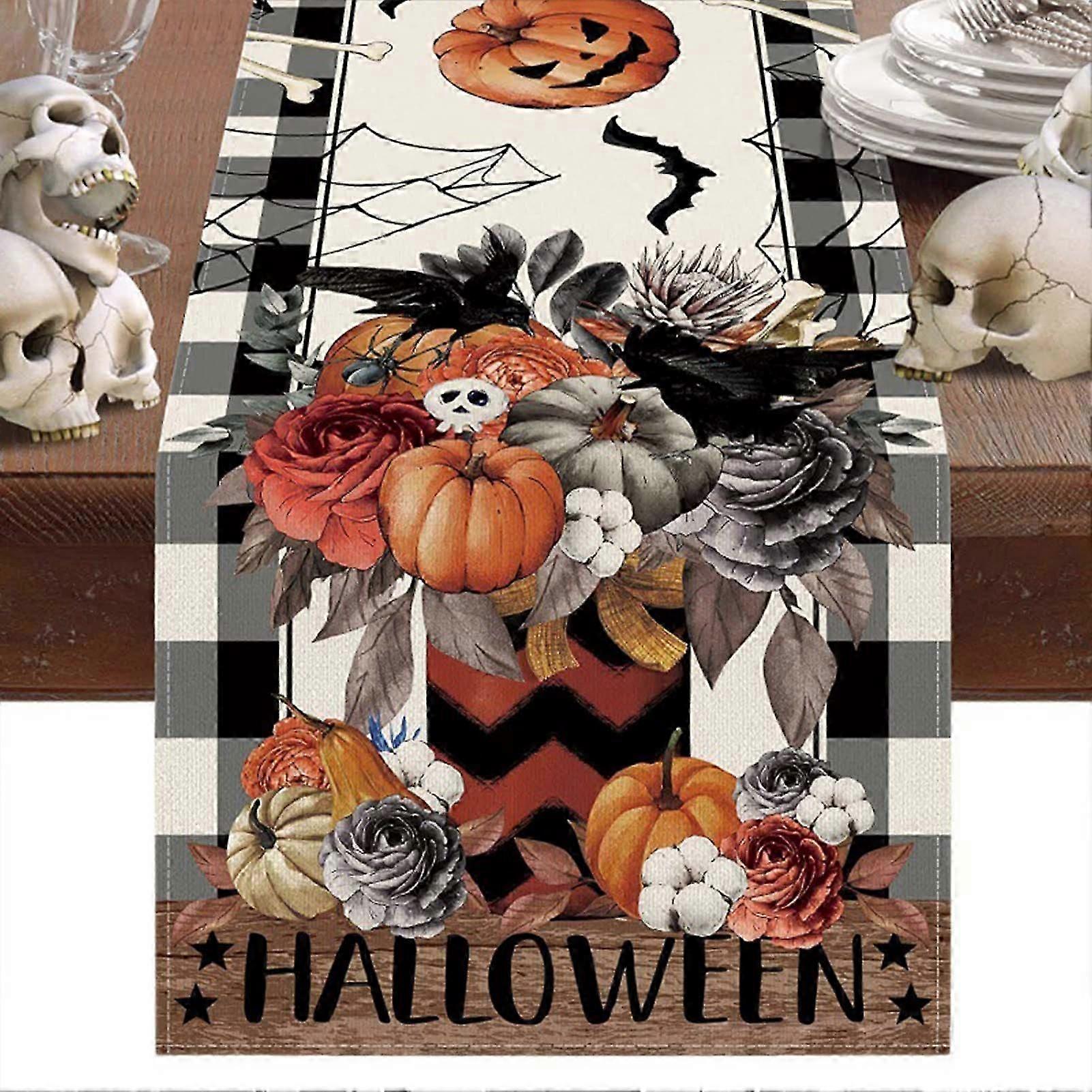 Ghost Skeleton Table Runner Bloody Halloween Element Table Runner for Dining Table Closet