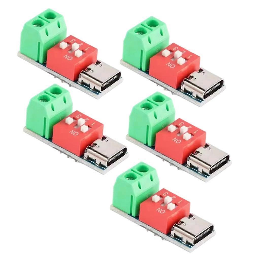 5Pcs Type-C PD QC Trigger 5V-20V Dial Code Adjustment DC Voltage Power Module PD Fast Charging Test Board