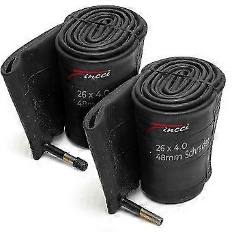 26 x 4.0 Fat Bike Inner Tubes, Butyl Rubber, 48mm Schrader Valve, Heavy-Duty, Pack of 2 for Electric Fat Bikes YLW