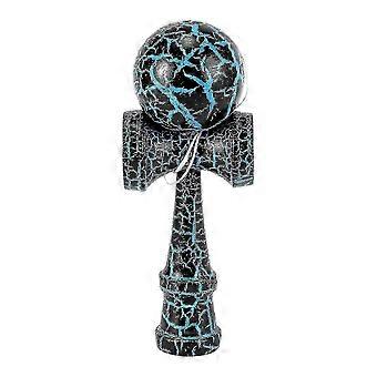 Houten behendigheidsbal Kenken van beukenhout, sporttrainingsspeelgoed, zwart/blauw, diameter 6 cm