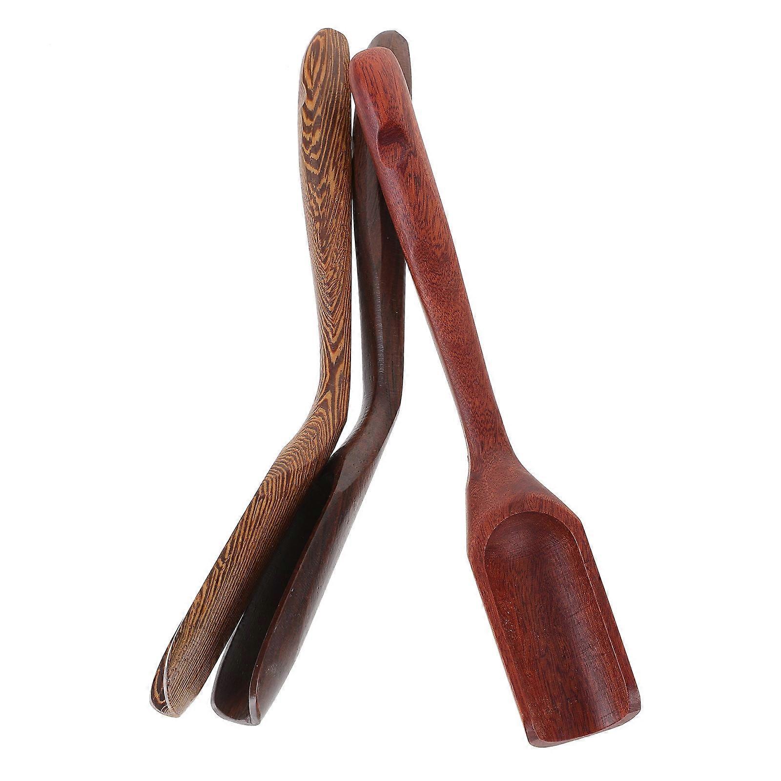 Wood Tea Spoon Solid Material for Daily Use 3Pcs Assorted Color