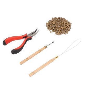 Haarverlängerungswerkzeug Kit Mikrosilikonringe Perle mit Zange Ziehhaken Häkeln Haarstyling Verlängerungswerkzeug