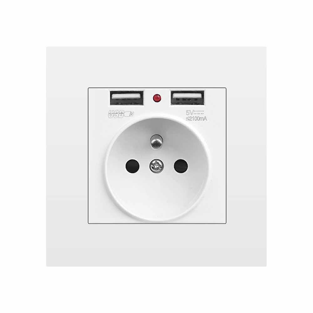 Eu Power Socket With Dual Usb Port 16a 250v Pc Panel 86mm X 86mm