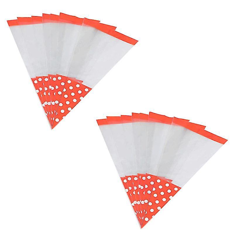 37X18x0.1cm Red Wrapping Paper 100pcs Candy Package Bag Wave Point Design Sweets Bag Small Storage P