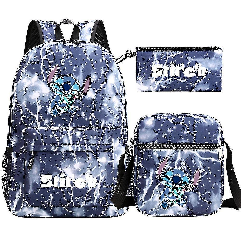 Stitch Print Ryggsäck Usb Computer School Väska Vattentät Ryggsäck Väska Casual Ryggsäck