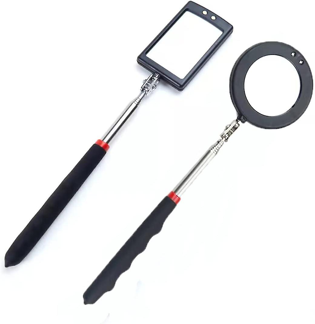 2pcs Telescopic inspection mirror Telescopic inspection mirror with LED lighting Battery operated Telescopic up to 88 cm