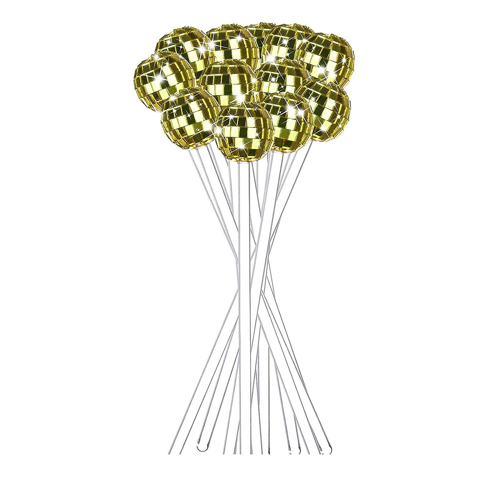 12pcs Disco Ball Drink Stirrer Ball Head Stirrer Plastic Round Top Swizzle Sticks Cake Pops For Cocktail Drinks Beverage
