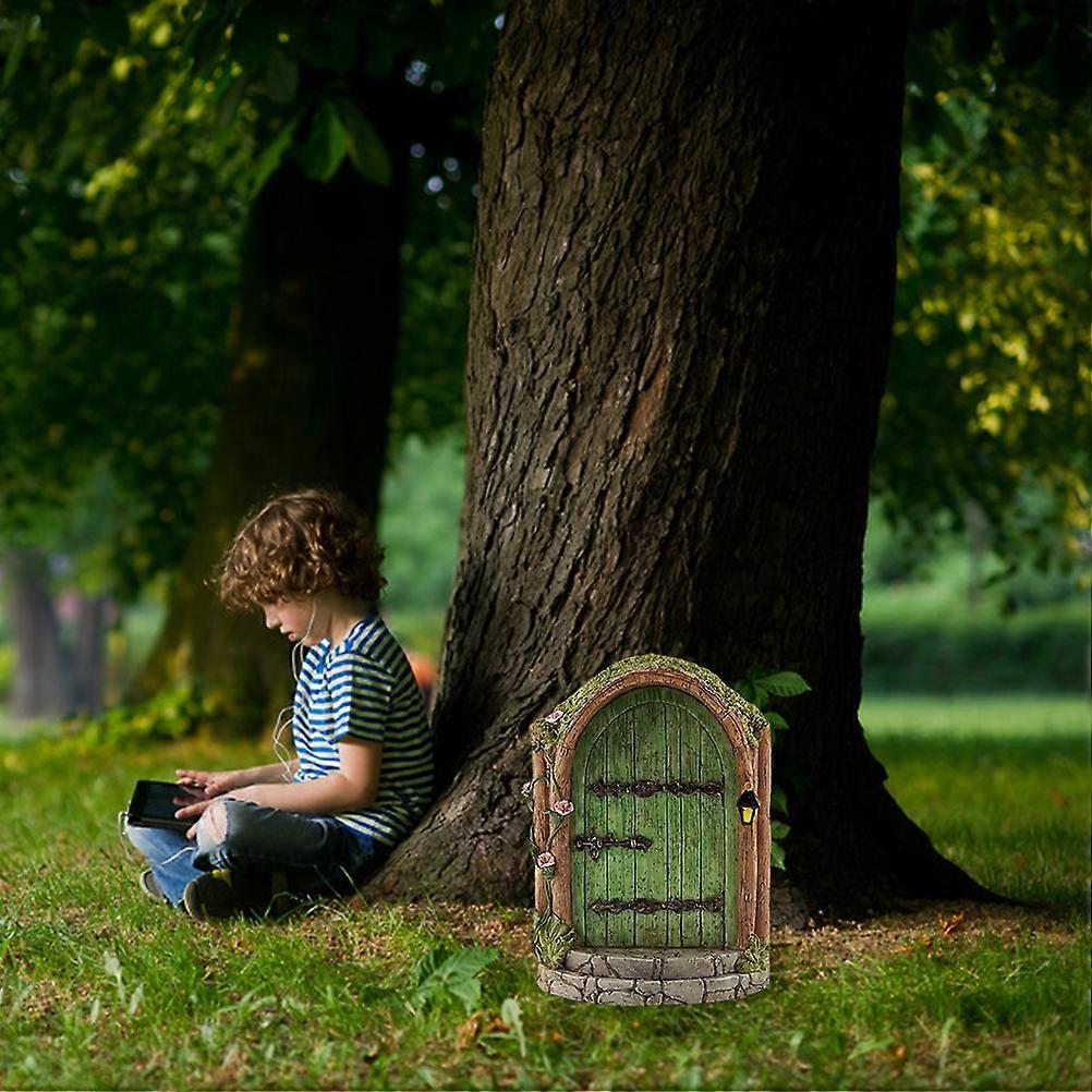 木のための妖精の扉 ミニチュア妖精の庭 屋外装飾アクセサリー 庭の芸術彫刻 子供部屋の壁の木の装飾