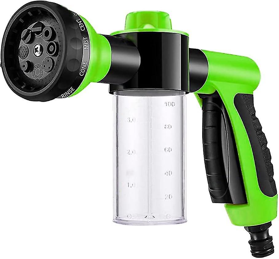 Skumsprøjtepistol, trykdyse til bilvask - 8 vandingsmønstre og sæbedispenser (gul)