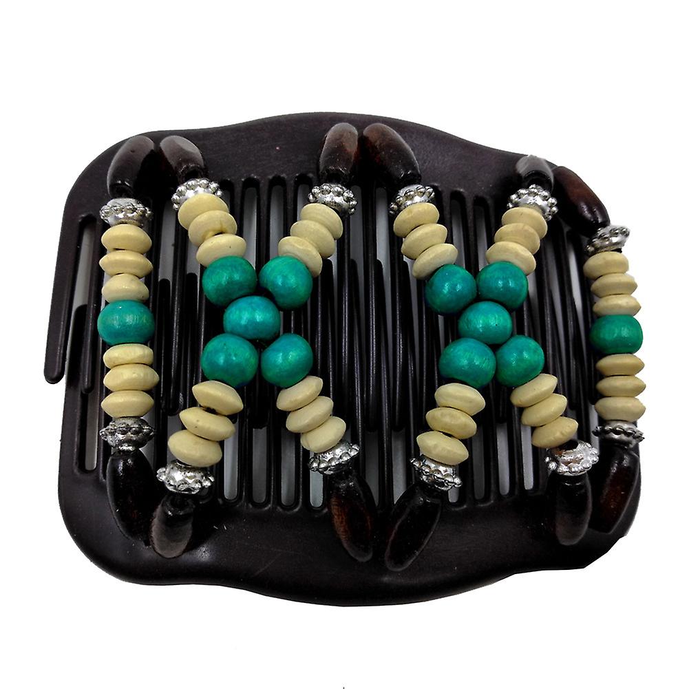 الرجعية المرأة الخرز الخشبي بسط الشعر مشط مزدوج الشريحة دبوس الشعر كليب أغطية الرأس