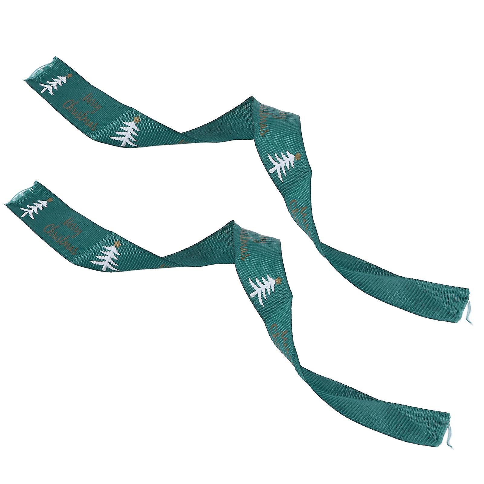 2Pcs Christmas Printed Ribbon Tree Pattern Exquisite Design Bright Colors Craft Supplies