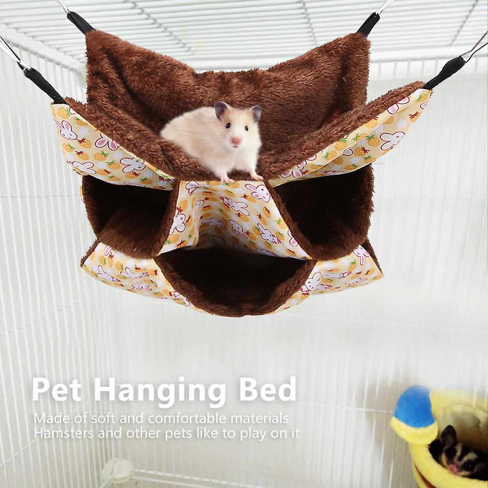 Three Layer Small Pet Warm Hammock Bed 32x32x3cm Yellow