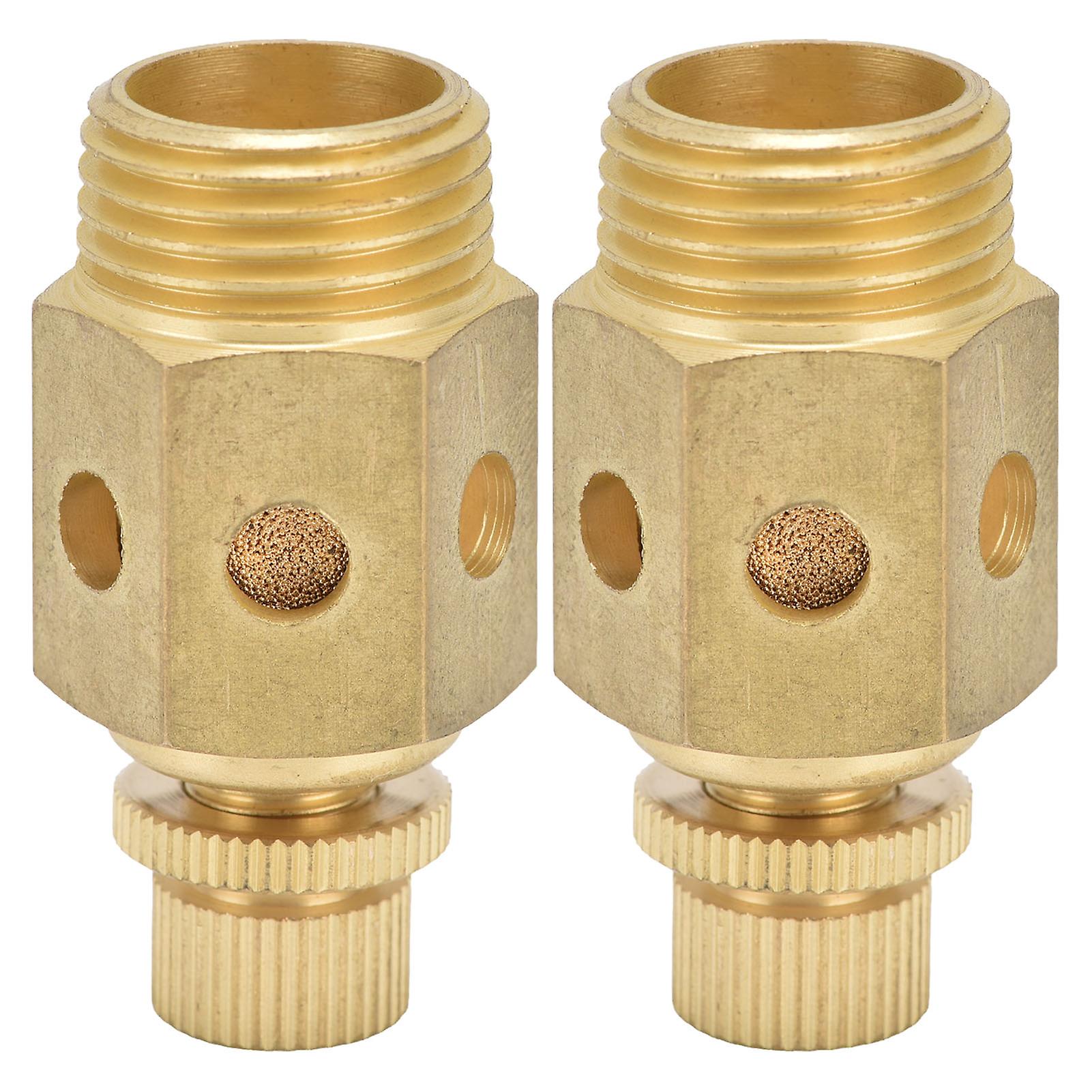 2Pcs Pneumatic Muffler Brass Air Exhaust Adjustable Throttle Type Mute Silencer 1/2in PSC‑04