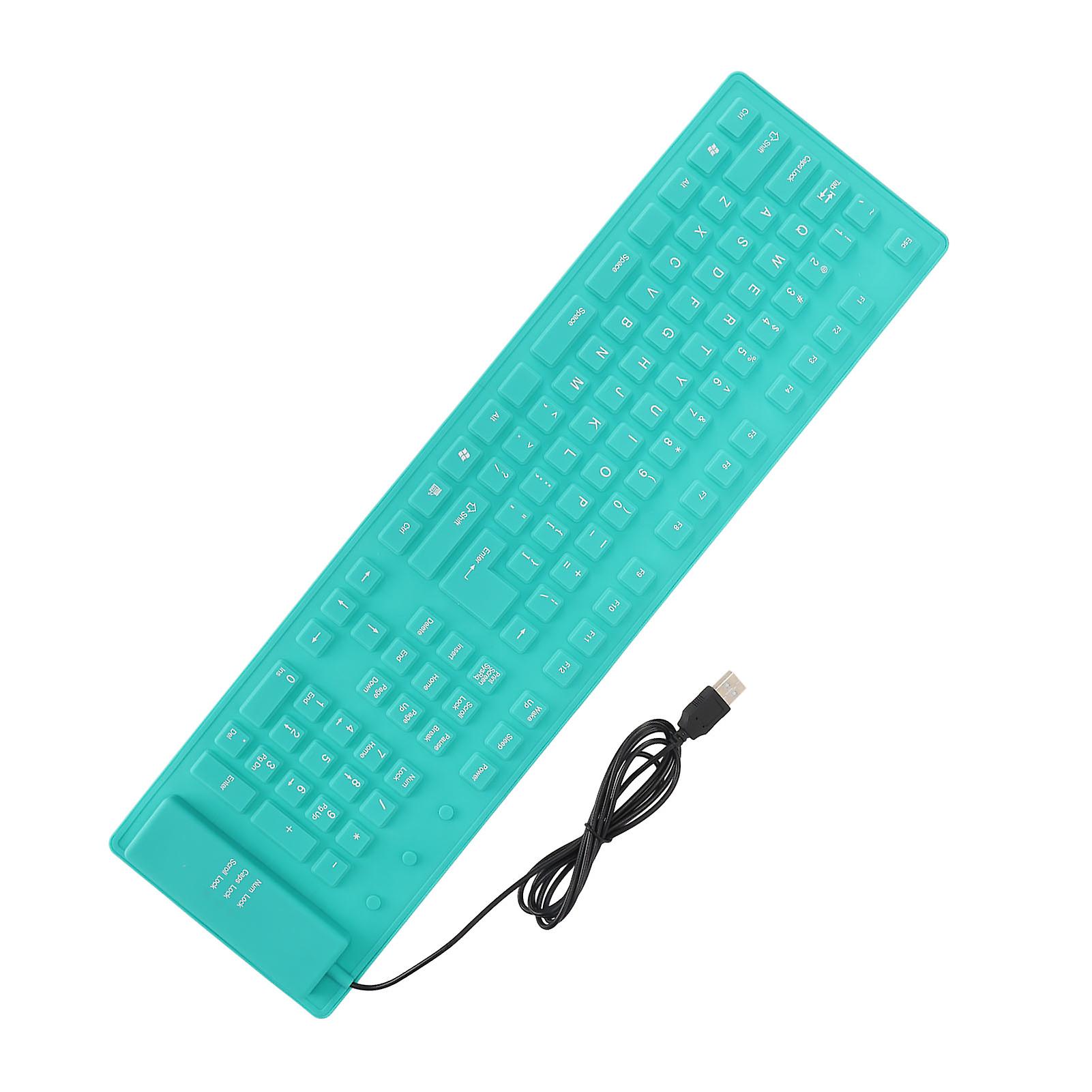 Foldable Silicone Keyboard 108 Keys Silicone Foldable USB Wired Waterproof Mute Typing Full Sealing Foldable Keyboard Green 