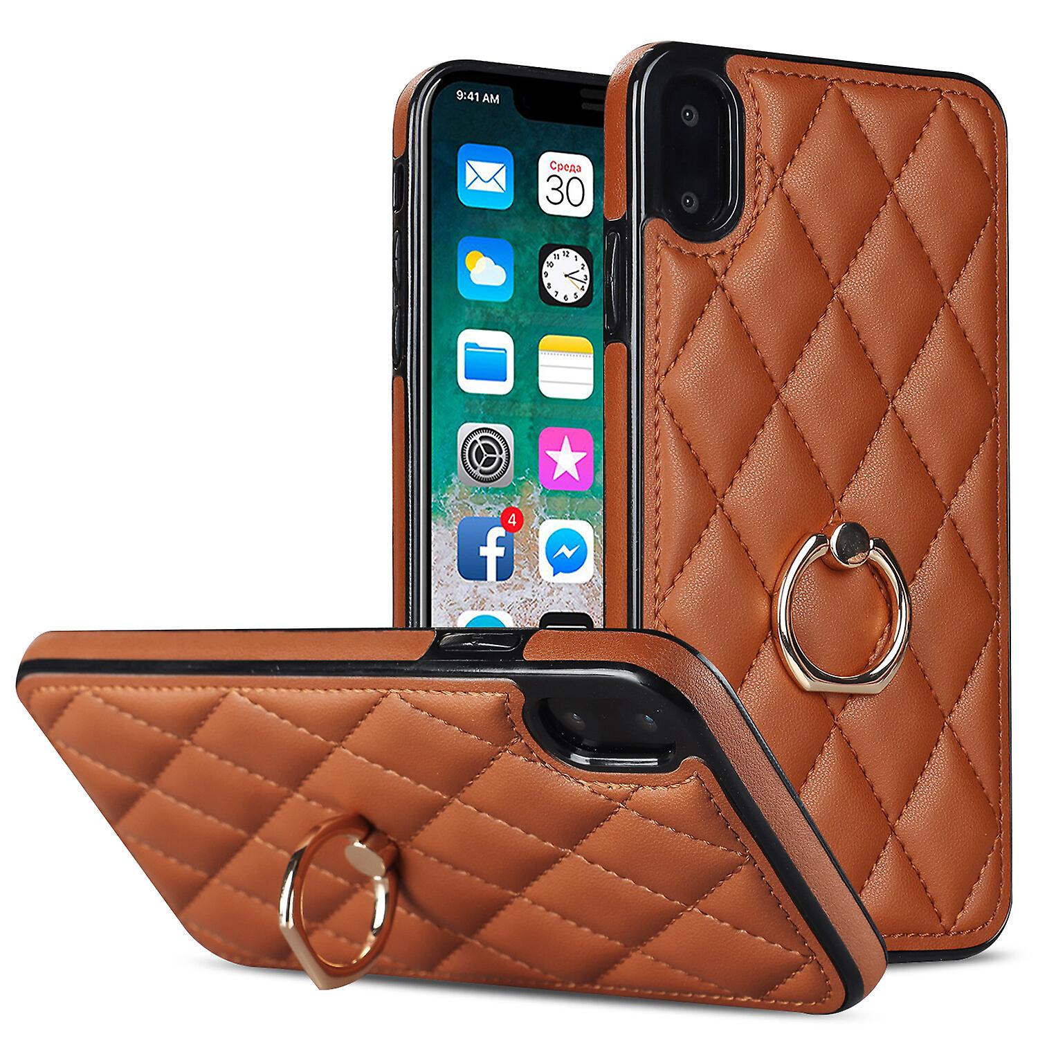 iPhone 14 /13 /12 /11 Plus Pro Max Mini XR XS MAX 7Plus 8Plus Case,Soft TPU Leather Back Case With Ring Holder Stand