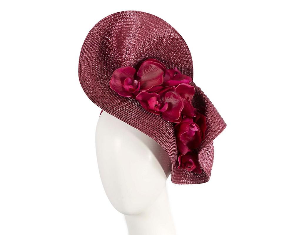 Large wine fascinator with orchids by Fillies Collection S301WN