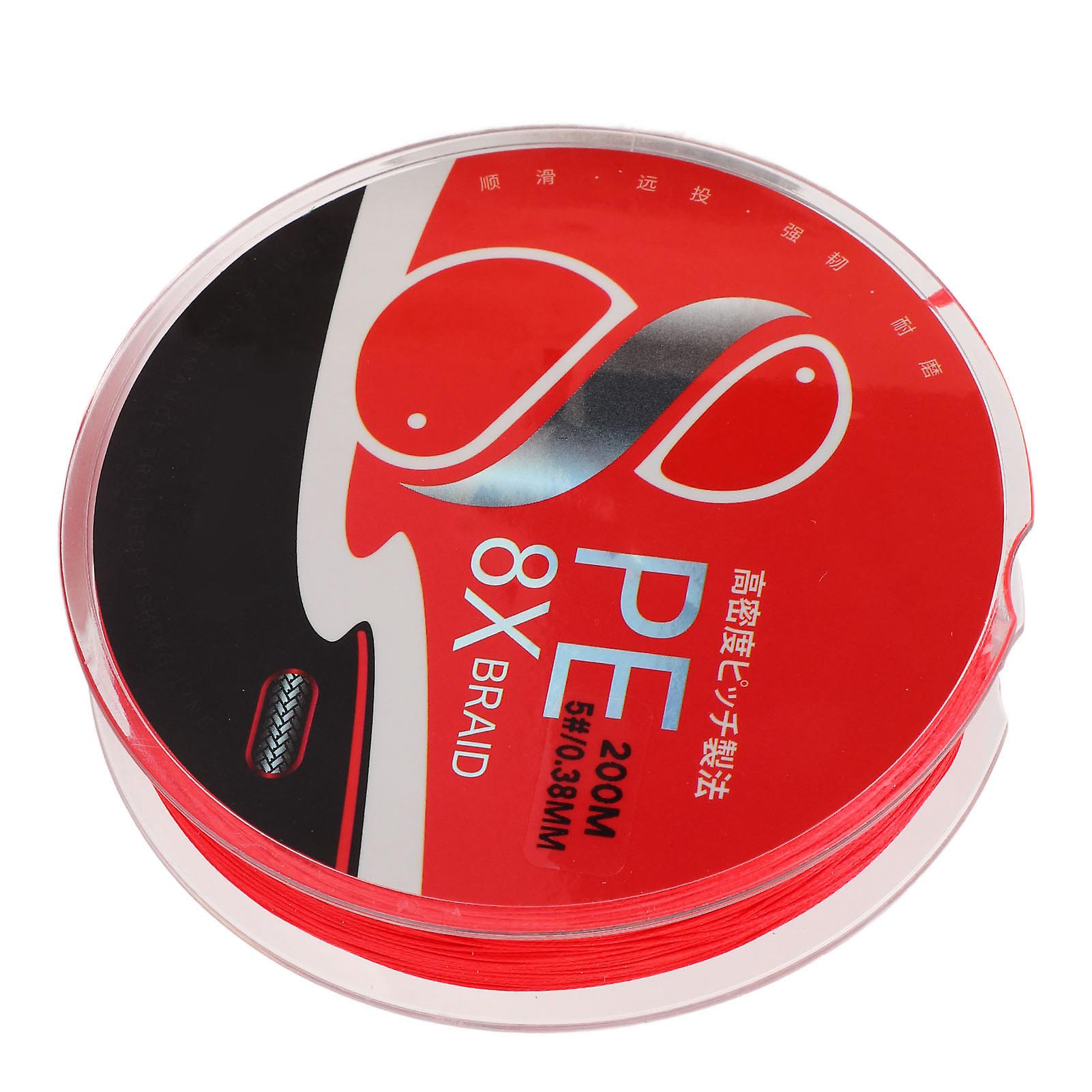 Colorfast Fishing Line 200m Fly Fishing Line PE 8 Strands Braided Fishing Line Red Colorfast High Smoothness for Freshwater Braided Fishing Wire