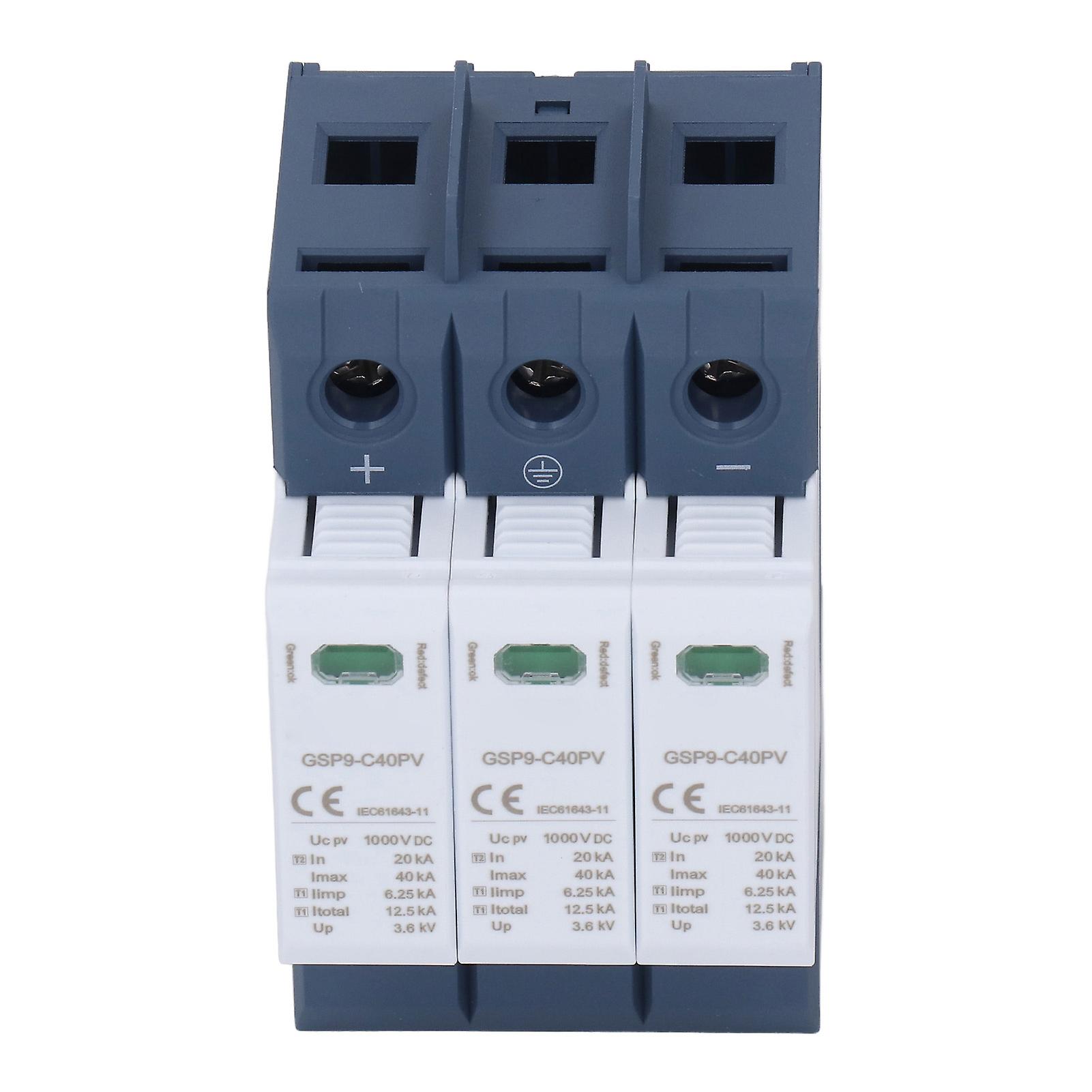 Surge Protective Device 40KA 3P SPD Photovoltaic Protector DIN Rail Installation DC 1000V 