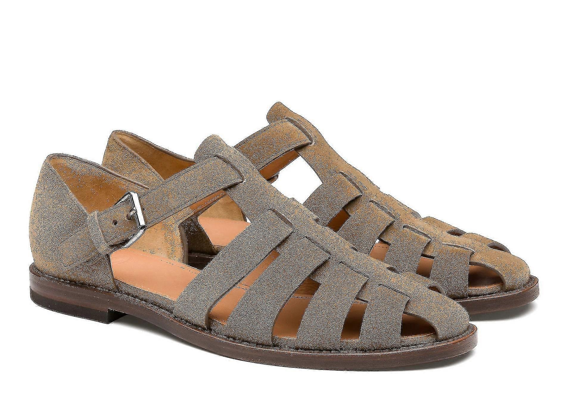 Italian Handmade Leather Sandal Men's Sport Sandals Closed Toe