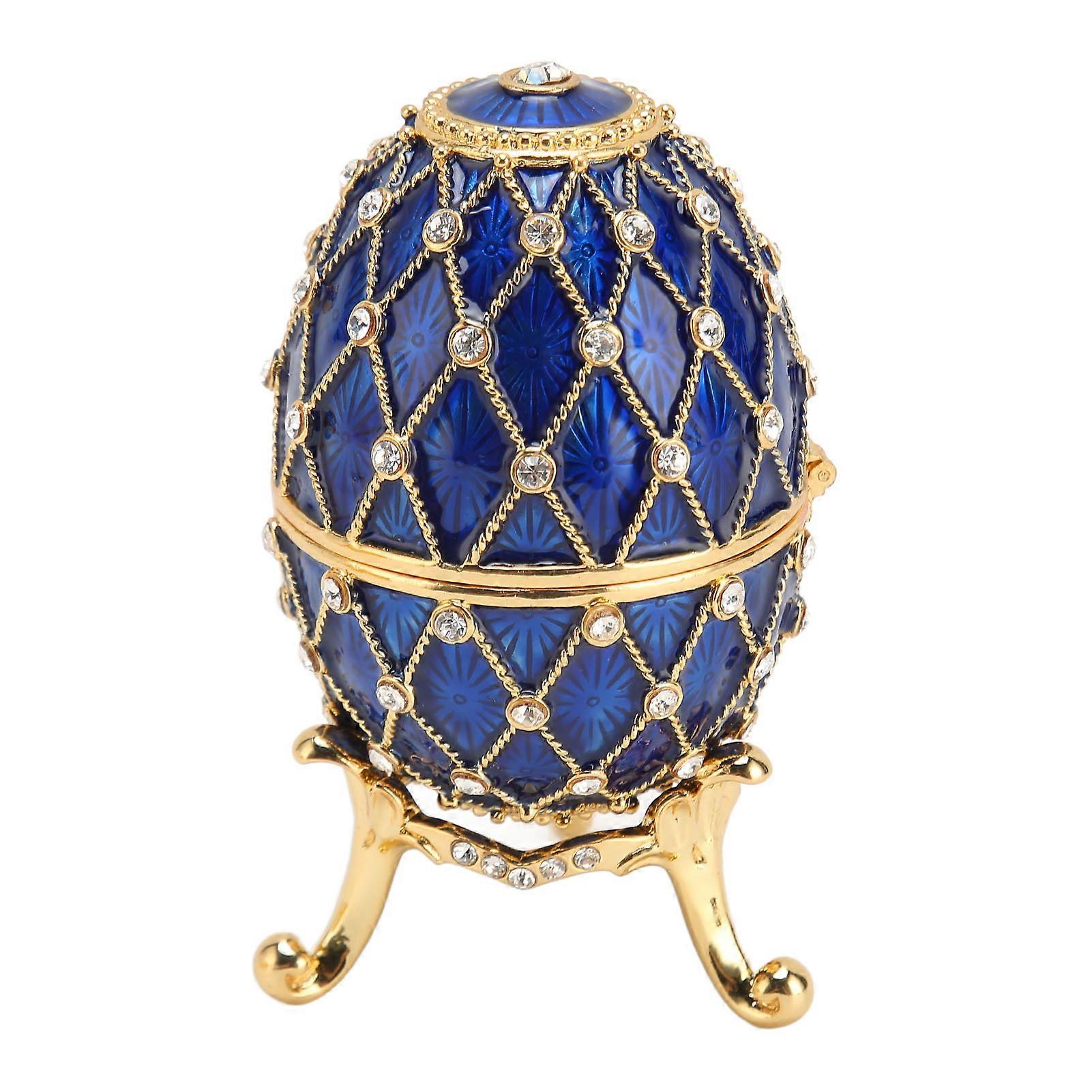 Trinket Box Removable Hinge Connection Zinc Alloy Egg Shape Shiny Glossy Jewlery Storage Box for Decorations