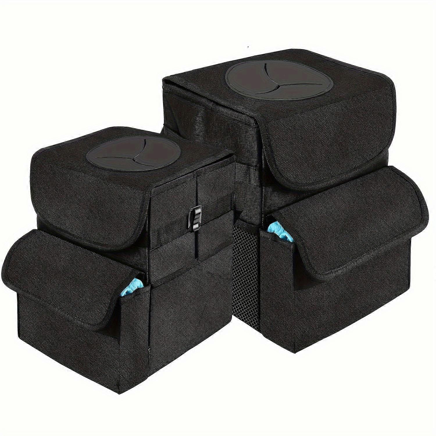 Car Trash Can with Lid - Bag Hanging Storage Pockets Leak-Proof Organizer Collapsible and Portable Waterproof Garbage Bin, 2.8 Gal Large Capacity Mult