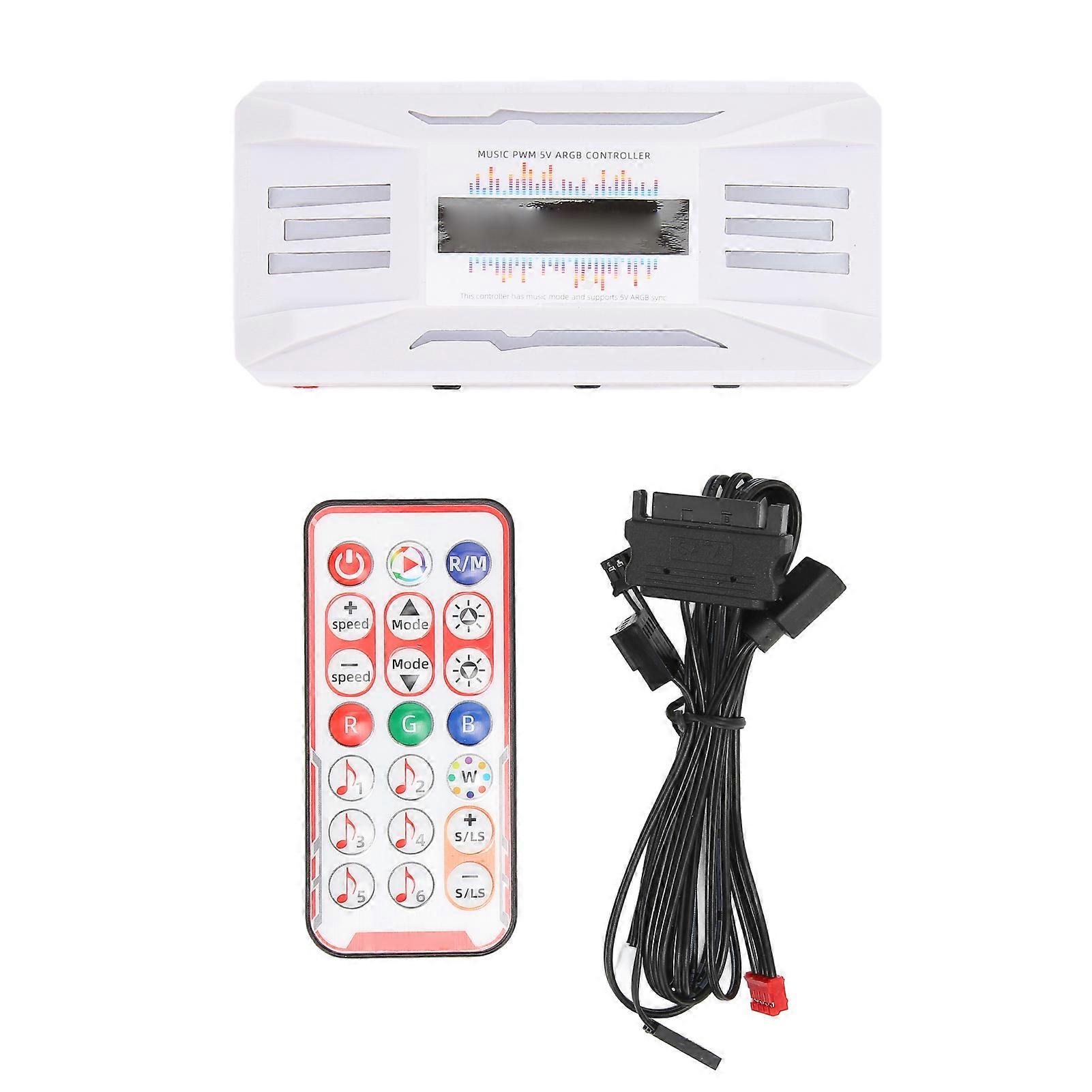 PWM Fan Temperature Controller White Remote Control Support 8x4pin 10x5V 3pin ARGB Computer RGB Light Adapter for PC
