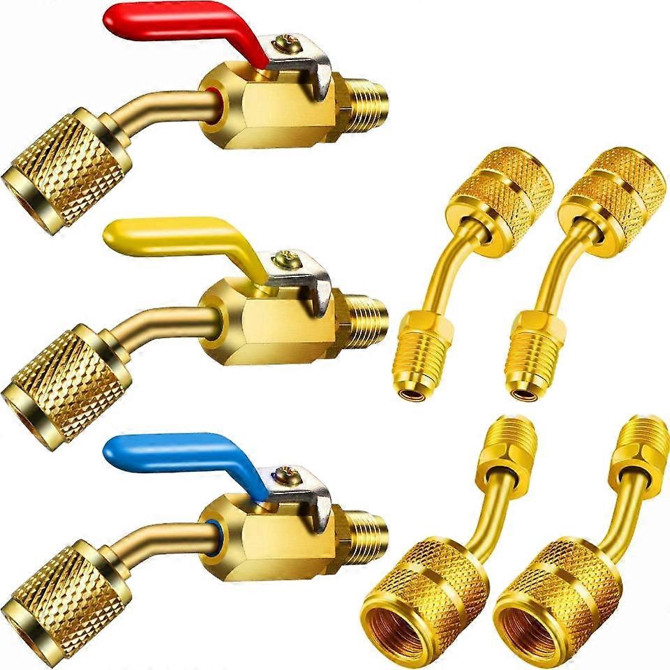 Air Conditioning Refrigerant Angle Compact Ball Valve, 3 Angle Ball Valves and 4 Useful Adapters, S