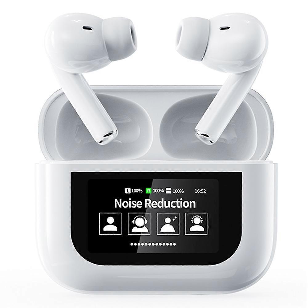 YW07 Bluetooth In-Ear Headset Wireless Earphone with Touch Screen Charging Bin - White
