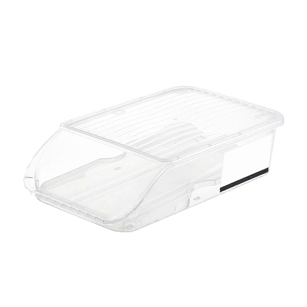 Egg Storage Box Plastic Automatic Rolling Transparent Thickened Grooved Egg Storage Container for Refrigerator Kitchen ,White